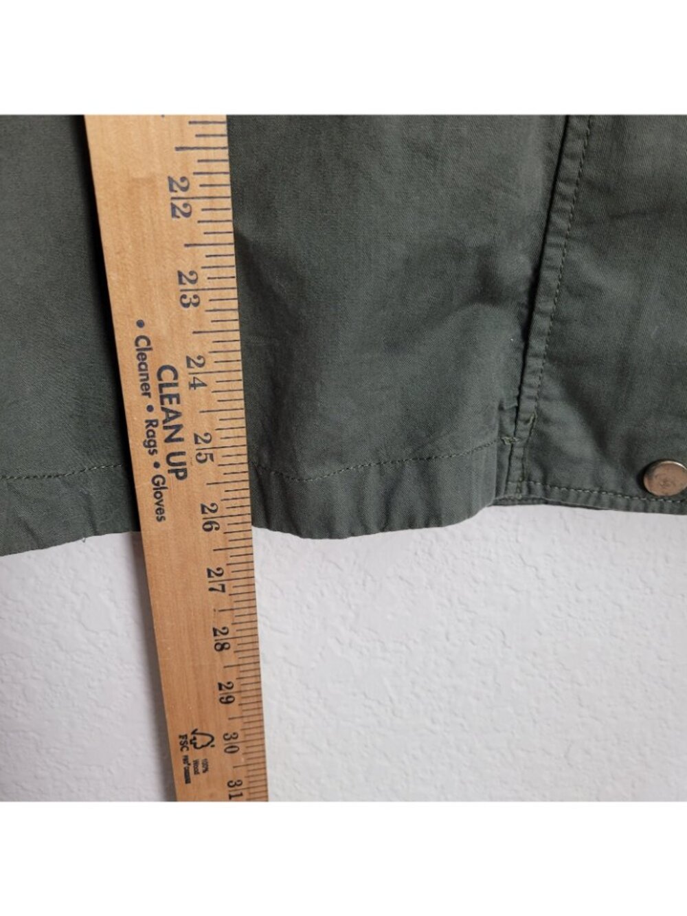 Love Tree Green Military Style Utility Jacket Chore Work Zip & Snap Closure Med - Picture 6 of 10